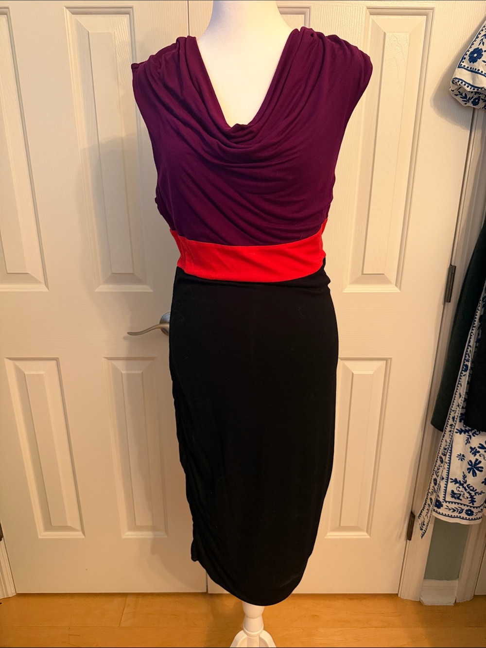 INC International Concepts Bright Magenta and black midi dress